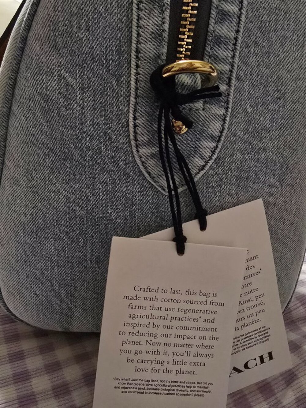 Coach Outlet Rowan Large Satchel Bag In Loved Denim With Charms - Picture 6 of 7